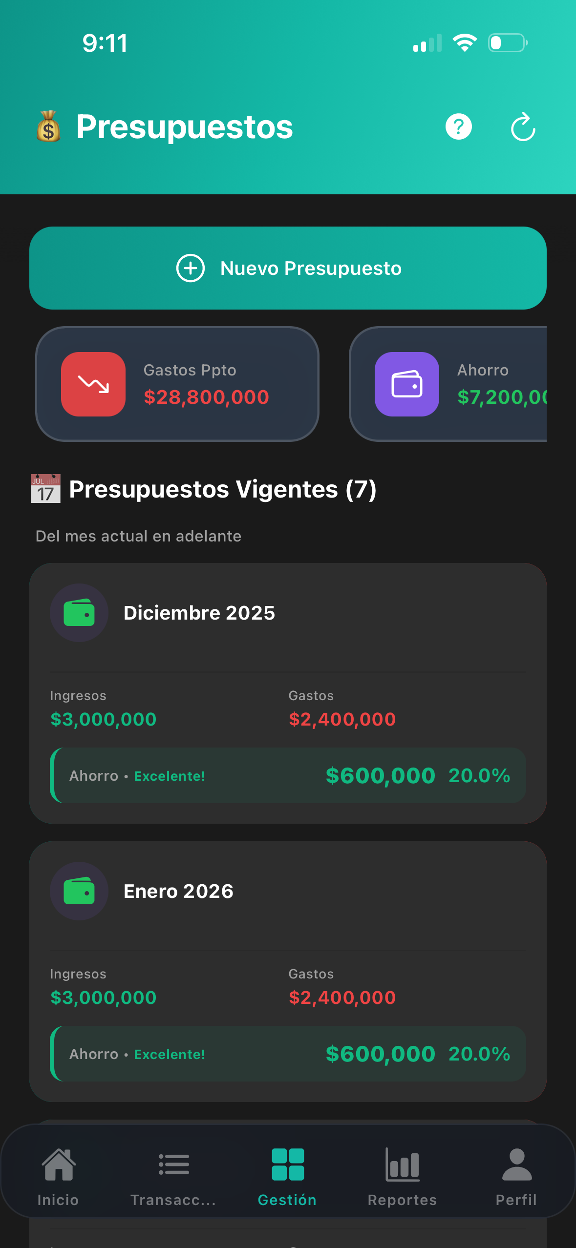 Reportes financieros